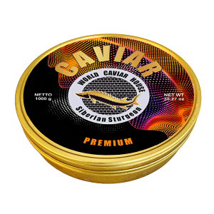 Elegant 1kg container of high-grade caviar, ideal for gourmet experiences in Singapore