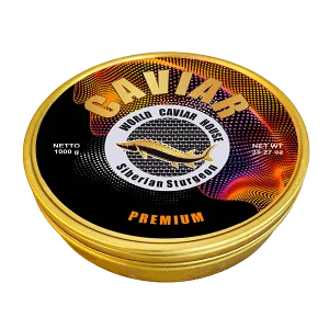 Elegant 1kg container of high-grade caviar, ideal for gourmet experiences in Singapore