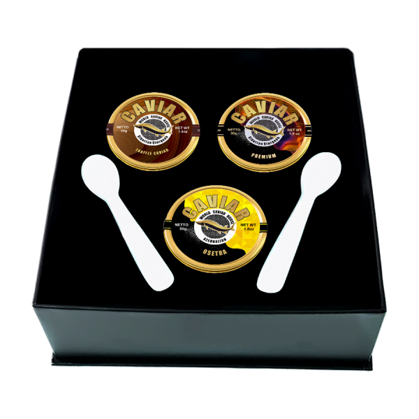 Osetra, Premium, and Truffle Caviar Set, 50g x 3 Pieces, Luxury Gourmet Caviar Assortment