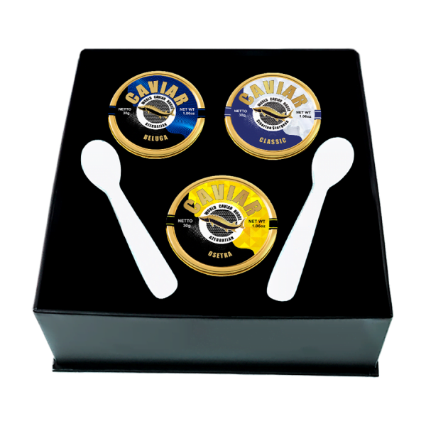 Premium Caviar Set 30g featuring Beluga, Osetra, and Classic caviar in Singapore