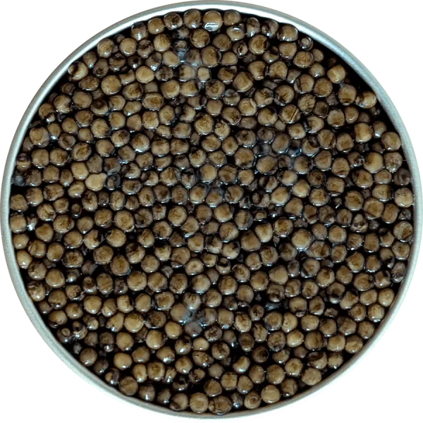 Macro view of Panchinka Imperial Caviar showing firm, glossy pearls – premium caviar texture from Singapore.