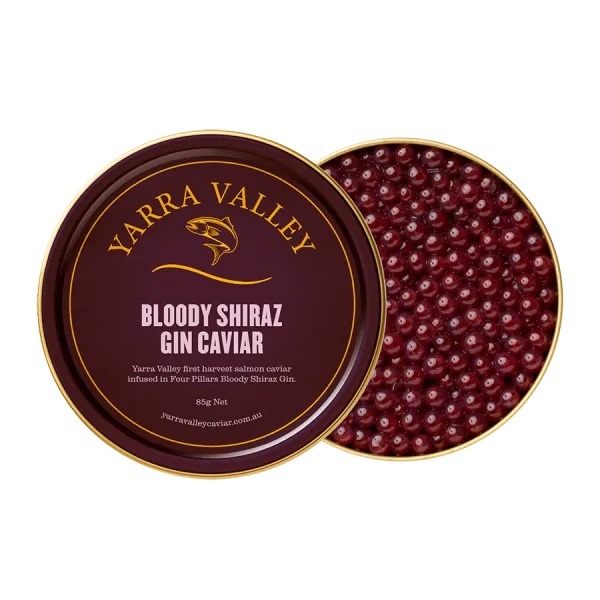 Bloody Shiraz Gin Caviar 85g tin from Yarra Valley – premium salmon roe in Singapore