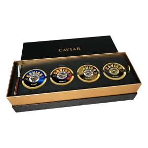 Luxury caviar tasting set 4×50g with Beluga Premium Smoked and Imperial